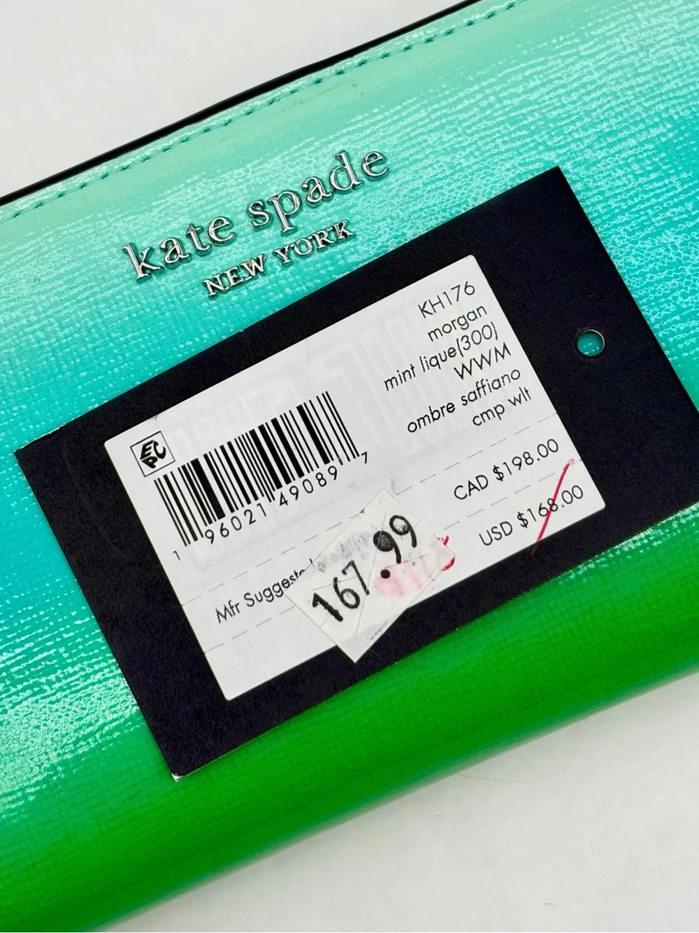 Kate Spade Morgan Ombré Compact Wallet in Mint Liqueur Multi Green